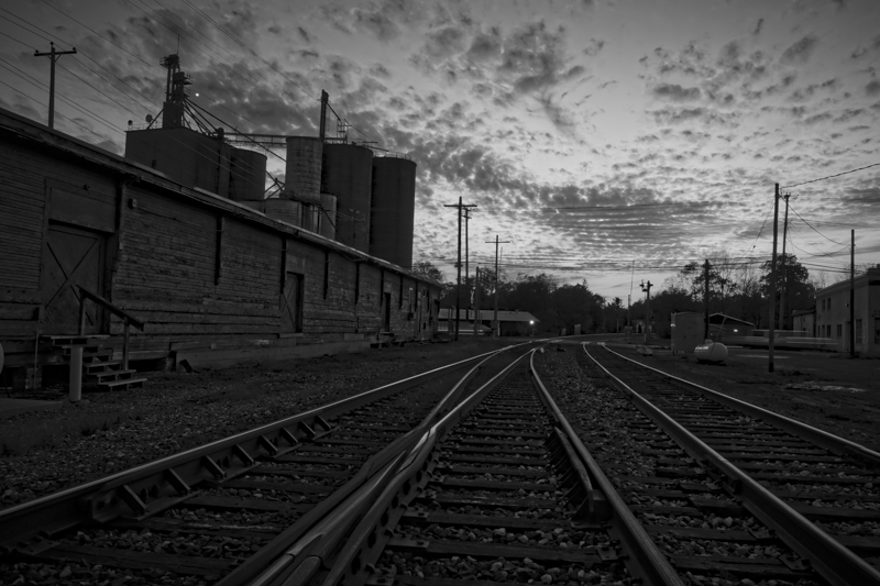 Dusk in a sleepy rail town