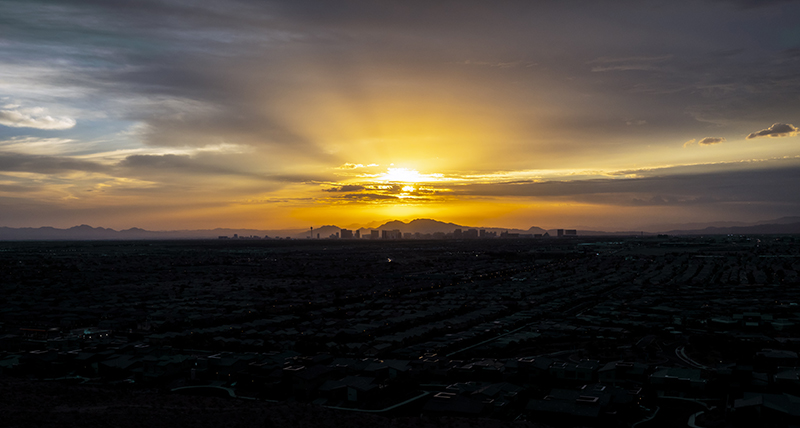 Las Vegas from a distance in the morning