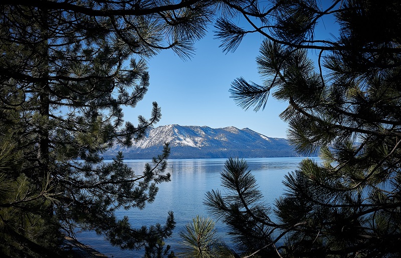 Circular Frame of Snowy Mountains