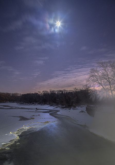 Misty River Moonlight