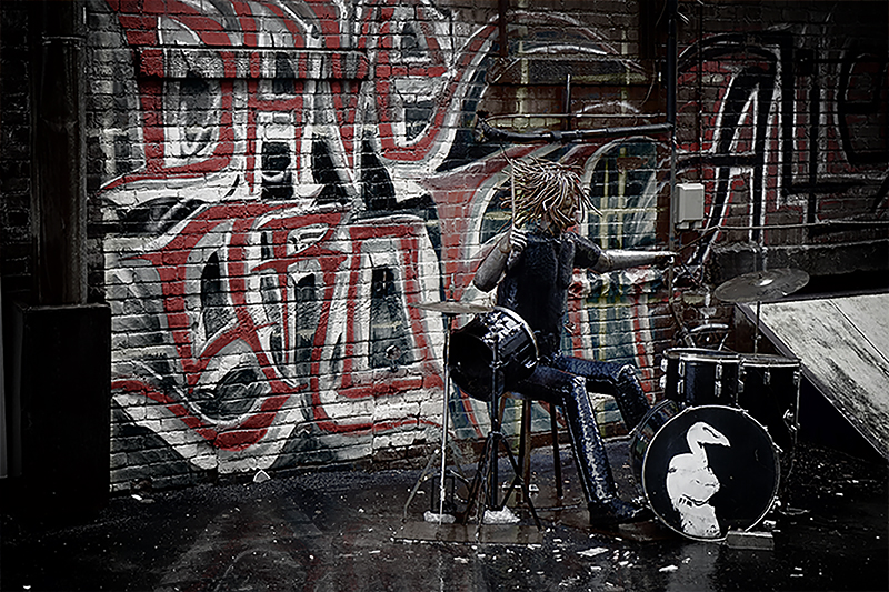 drumming in the rain