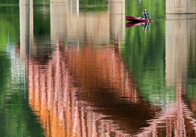 Canoeing on reflection